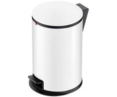 Hailo Pure M, Mülleimer aus Stahlblech, 12 Liter, Müllbeutel-Klemmringsystem, Deckeldämpfung (Soft Close), Tragegriff, weiss, made in Germany, 0517-030