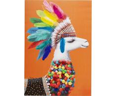 Kare Design Bild Touched Lama Chief, XXL Leinwandbild auf Keilrahmen, Wanddekoration mit Lama, bunt (H/B/T) 100x70x4cm