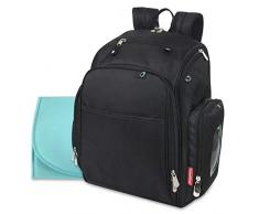 Fastfinder 3-teiliges Set Windeltasche Rucksack für Mütter und Väter mit Wickelunterlage und Tasche für Feuchttücher