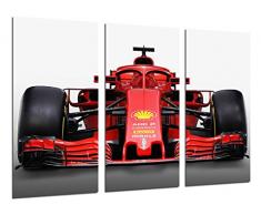 Wandbild - Formel 1 Auto, Ferrari F1 SF71-H, Ferrari F1 2018, Sebastian Vettel, Kimi Raikkonen, 97 x 62 cm, Holzdruck - XXL Format - Kunstdruck, ref.27109