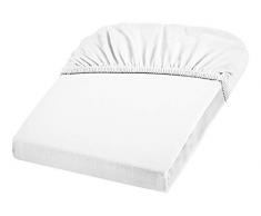 Dream Art 1123 Jersey Stretch Spannbetttuch (97 Prozent Baumwolle, 5 Prozent Elasthan), mit Rumdumgummizug, Ökotex 100, ideal für Matratzen bis 25 cm Höhe, 150 x 200 cm, weiß