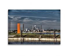 Premium Textil-Leinwand 120 x 80 cm Quer-Format Duisburg am Rhein - R(h) einblicke | Wandbild, HD-Bild auf Keilrahmen, Fertigbild auf hochwertigem Vlies, Leinwanddruck von Joachim Petsch