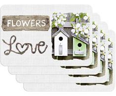 Venilia GARDEN HOME Tischset Platzset für Esszimmer Muster, 4er Set abwischbar Polypropylen, lebensmittelecht, 45 x 30 cm, 4 Stück, 59103