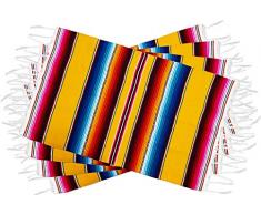 Threads West mexikanische Tischsets mit Fransen, in traditioneller mexikanischer Serape-Decke Platzsets, 48,3 x 30,5 cm, 4 Stück gelb