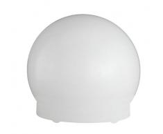 WOFI Tischleuchte, Durchmesser 30 cm, Energieeffizenzklasse geeignet für Leuchtmittel der EEK A++ bis E, Kunststoff-Kugel inklusive Erdspieß, 1-flammig, Serie Lua, 1 x E27, 25 W, 250 V, weiß