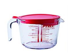Pyrex Classic VERRE Messbecher 1l mit Deckel, Borosilikatglas, Transparent, 20.87 cm