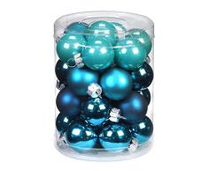 Inge Glas 15106D001 Kugel 30 mm, 28 Stück/Dose, Dazzling Club-Mix(türkis,petrol,wintergrün)