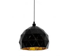 EGLO Pendellampe Roccaforte, 1 flammige Pendelleuchte, Hängelampe aus Stahl, Farbe: schwarz, gold, Fassung: E27, Ø: 30 cm
