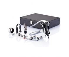 Loooqs P911.359 Professionelles Wein Set, Holz, silber, 26,8 x 22 x 6,5 cm