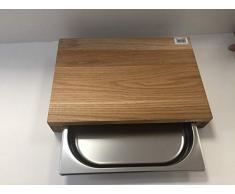 Continenta Oak Wood 4110 Schneidebrett, Holz, Eiche, mit Edelstahl Schublade, Multi Farbe, mehrfarbig