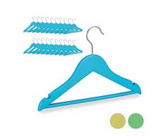 Relaxdays Kleiderbügel Kinder, 20er Set, 360° drehbarer Haken, Kerben, mit Hosenstange, Jungen & Mädchen, Holz, blau