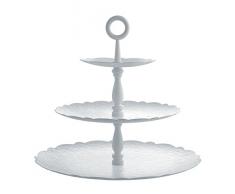 Alessi Dressed for X-Mas Etagere mit DREI Ebenen aus Stahl, epoxidharzlackiert, weiß. Reliefdekor, White, 34 x 34 x 31 cm