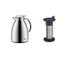 alfi Tekannen-Set, Isolierkanne Alegro, Edelstahl poliert mit Glaseinsatz 1,0 l + Teefilter Aroma Compact, 12 Stunden heiß, 24 Stunden kalt, Teedirektzubereitung in der Teekanne, BPA-Free