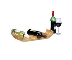Relaxdays Weinregal aus Bambus, für 6 handelsübliche Flaschen, originelles Design, liegend, HBT: ca. 8 x 47,5 x 11,5 cm, natur