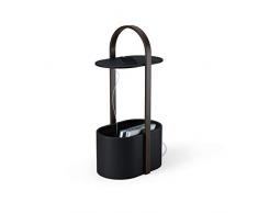 Umbra Hub Beistelltisch mit Ablagefläche und Kabelkanal, Schwarz/Walnuss, Normal