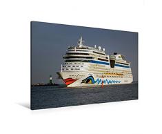 Premium Textil-Leinwand 120 x 80 cm Quer-Format Aida Stella in der Hafeneinfahrt WarnemÃ¼nde | Wandbild, HD-Bild auf Keilrahmen, Fertigbild auf hochwertigem Vlies, Leinwanddruck von Thomas Deter