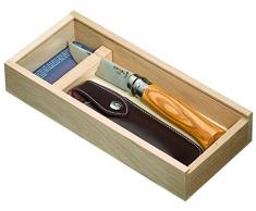 Opinel Erwachsene Taschenmesser -Geschenkset inkl. -Messer Nr. 8,Kunstleder-Etui, in Holzgeschenkbox, Mehrfarbig, One Size, 254139