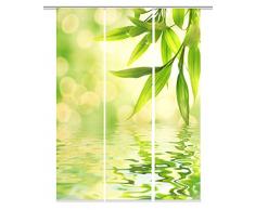 Home Fashion Digitaldruck Schiebevorhang, Stoff, grün, 60 cm x 245 cm, 3-Einheiten
