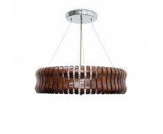 Relaxdays Pendelleuchte RINC groß, dunkles Holz mit Milchglas für angenehmes Licht, höhenverstellbar, 5-flammig, H=14 Ø=45 cm, Eiche, dunkel-braun