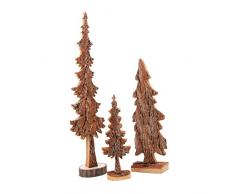 Holzdekoration Deko-Holzbaum im 3er Set, aus Massivholz mit Naturrinde, tolle Dekoration für Winterwald-Feeling im Wohnzimmer