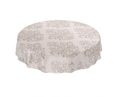 ANRO Wachstuchtischdecke Wachstuch Wachstischdecke Tischdecke abwaschbar Beige Rankenmuster Barock Arabeske Rund 140cm, Frische