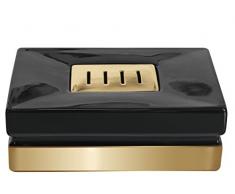 Spirella Roma Seifenschale aus Steingut, Schwarz/goldfarben