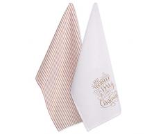 DII Dekoratives Geschirrtuch aus 100% Baumwolle, maschinenwaschbar, für den täglichen Gebrauch in der Küche geeignet, sehr saugfähig, aus Jacquard 2er-Set Merry Little