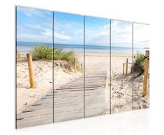 Bilder Strand Meer Wandbild 200 x 80 cm Vlies - Leinwand Bild XXL Format Wandbilder Wohnzimmer Wohnung Deko Kunstdrucke Blau 5 Teilig - MADE IN GERMANY - Fertig zum AufhÃ¤ngen 607355b