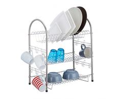 Relaxdays Abtropfgestell 3 Etagen, Edelstahl Abtropfgitter, Kompakt, Robust, H x B x T: 55,5 x 49,5 x 24,5 cm, silber