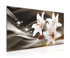 Bilder Blumen Lilien Wandbild Vlies - Leinwand Bild XXL Format Wandbilder Wohnzimmer Wohnung Deko Kunstdrucke Braun 1 Teilig - MADE IN GERMANY - Fertig zum Aufhängen 204912b