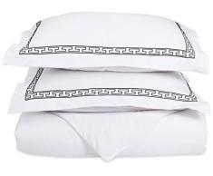 Superior - Superweiches, leichtgewichtiges/knitterfestes Bettbezugsset mit königlichen Stickereien auf Kopfkissenbezügen mit Stehsaum in einer Geschenkbox, 229 x 234 cm, 100 % gebürstete Mikrofaser, weiß/schwarz
