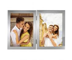 Hama Portrait Bilderrahmen Laval (Fotogröße 2x 10 x 15 cm) silber