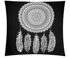Lewondr Mandala Tapisserien, Böhmische Psychedelische Tagesdecke Picknick Strand Wirft Decke Wandbehang Home Decor Tapisserie, Runde Blume, Schwarz & Weiß, 83 X 59 Zoll