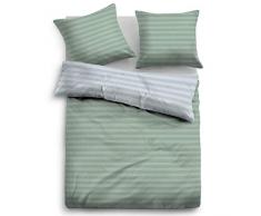 TOM TAILOR 0009937 Flanell Bettwäsche Garnitur mit Kopfkissenbezug (Baumwolle) 1x 135x200 cm + 1x 80x80 cm, wintergrün