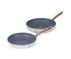 Tower T800060WR Bratpfanne, Aluminium, Weißes Marmor und Rotgold