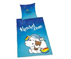 Bettwäsche Pummeleinhorn, Kopfkissenbezug 80x80cm, Bettbezug 135x200cm, Renforce, mit Marken-RV