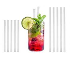 Close Up Glas Strohhalme 15 cm und 20 cm im 10er-Set inkl. 2 Reinigungsbürsten, 10 Stück gerade Trinkhalme, wiederverwendbar, langlebig, umweltschonend, BPA frei & spülmaschinengeeignet