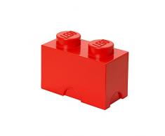 LEGO Aufbewahrungsstein, 2 Noppen, Stapelbare Aufbewahrungsbox, 2,6 l, rot