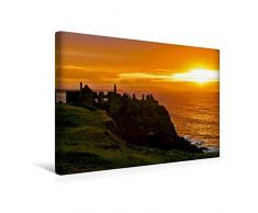 Calvendo Premium Textil-Leinwand 45 cm x 30 cm Quer, Sehnsucht Irland - Dunluce Castle im County Antrim bei Sonnenuntergang | Wandbild, Bild auf Keilrahmen. Sehnsucht Irland - Ãire Orte Orte