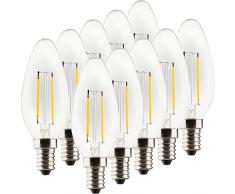MÜLLER-LICHT Retro-LED Lampe, Kerzenform, ersetzt, Glas, E14, 2 W, Weiß, 10er Set, 10 Stück