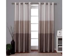 Exclusive Home Vorhänge Chateau gestreifte Kunstseide Fenstervorhang Paneel mit Ösen Oben, 137,2 x 274,3 cm, Schwarze Perle Vorhang-Paneel 54x108 Taupe
