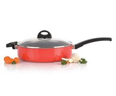 BergHOFF Eclipse 26 cm Antihaftschicht Stieltopf mit Deckel, Farbe: rot
