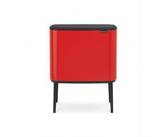 Brabantia 315749 Bo Touch Bin, 36 L Abfalleimer, Edelstahl, Rot, 54 x 31.5 x 68 cm