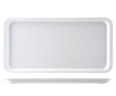 H+H H&H Tablett mit Rand aus Melamin, Farbe: Weiß, Größe: 20 x 40 x 2 cm