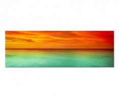 Panoramabild auf Leinwand und Keilrahmen 150x50cm Meer Himmel Sonnenuntergang