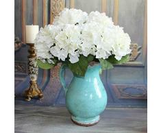 Künstliche Seidenblumen, Blumenstrauß, 5 Blüten, zu Hause, Hotel, Hochzeit, Party, Garten, Blumen, Hortensie, 10 Farben weiß