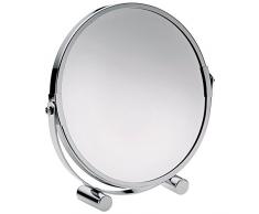 Kela 21909 Standspiegel, 1-/3-fach Vergrößerung, Ø 17,5cm, Metall, Gina, Silber Glänzend