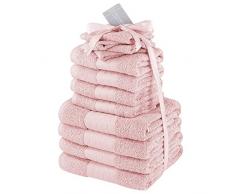 Dreamscene Handtuch-Set, 100% Baumwolle, ägyptisch, 500 g/m², Rosa, 12 Stück