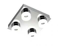 WOFI Deckenleuchte Spa-Line, 4-flammig Serie Luce Farbe 4 x LED / 3, 6 W, 26 x 9 x 26 cm, 3000 k, 300 lm, Energieeffizenzklasse A+ Badleuchte Schutzart IP23, chrom 9502.04.01.0044