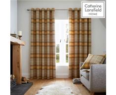 Catherine Lansfield Brushed Heritage Check Ösenvorhang, Ocker, 168x183cm